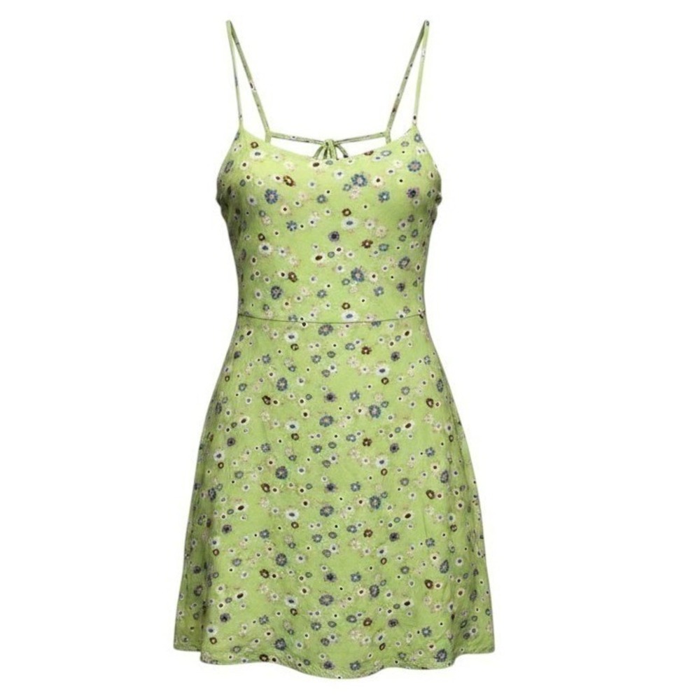 Kendall & Kylie Small Green Floral Mini Dress Y2K‎ Cottagecore Summer Boho Lined
